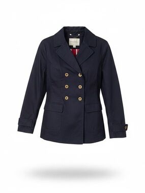 Banana Republic Double-Breasted Navy Pea Coat Blazer with Gold Buttons